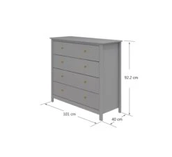 Commode Luna 4-Laden - Grey -Babyproducten Winkel flexa commode luna 4 laden grey 3